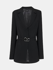 Whistles Black Corinna Belted Crepe Blazer - Image 5 of 5