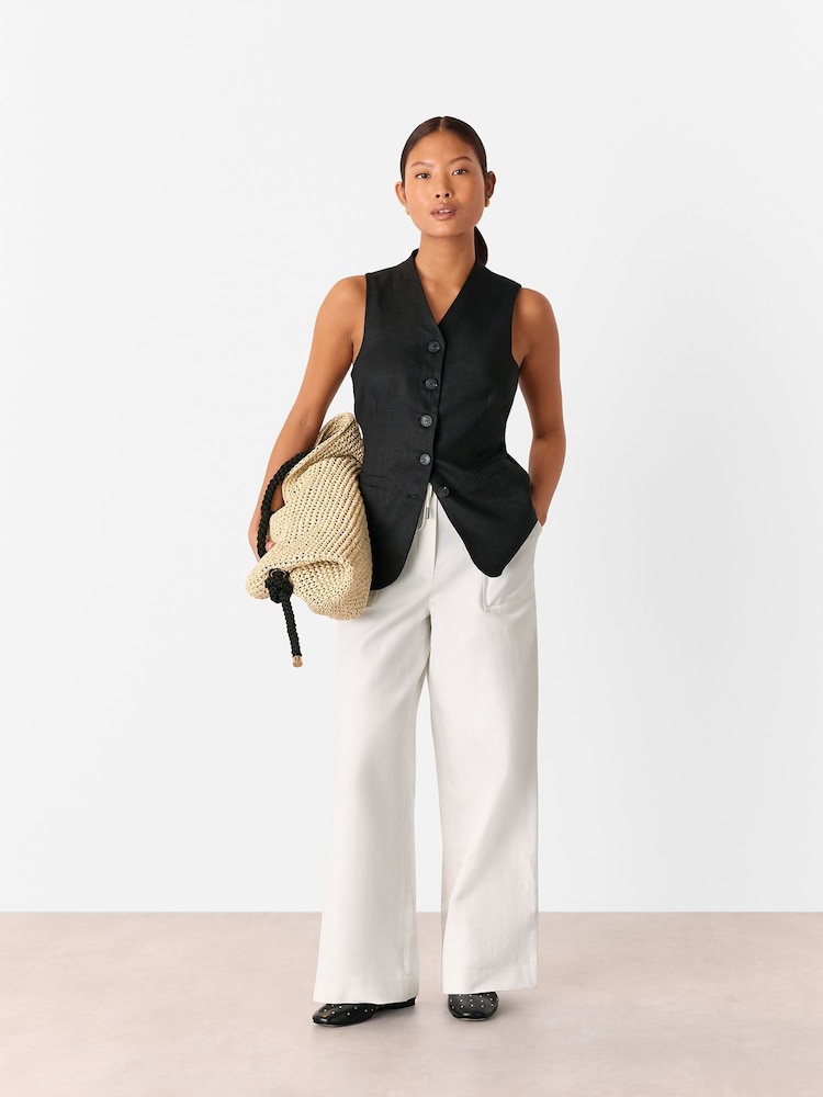 Whistles White Petite Leona Blend Trousers - Image 1 of 5