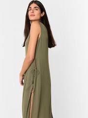 Whistles Green Tie Side Beach Dress - Image 3 of 5
