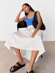 Whistles Blue Textured Side Ruched Swimsuit - Image 3 of 5