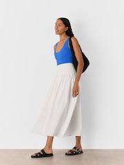 Whistles Blue Textured Side Ruched Swimsuit - Image 4 of 5