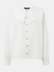 Whistles White 100% Cotton Collar Detail Top - Image 5 of 5