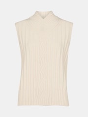 Whistles Cream V-Neck Cable Detail Cream Tank Top - Image 5 of 5