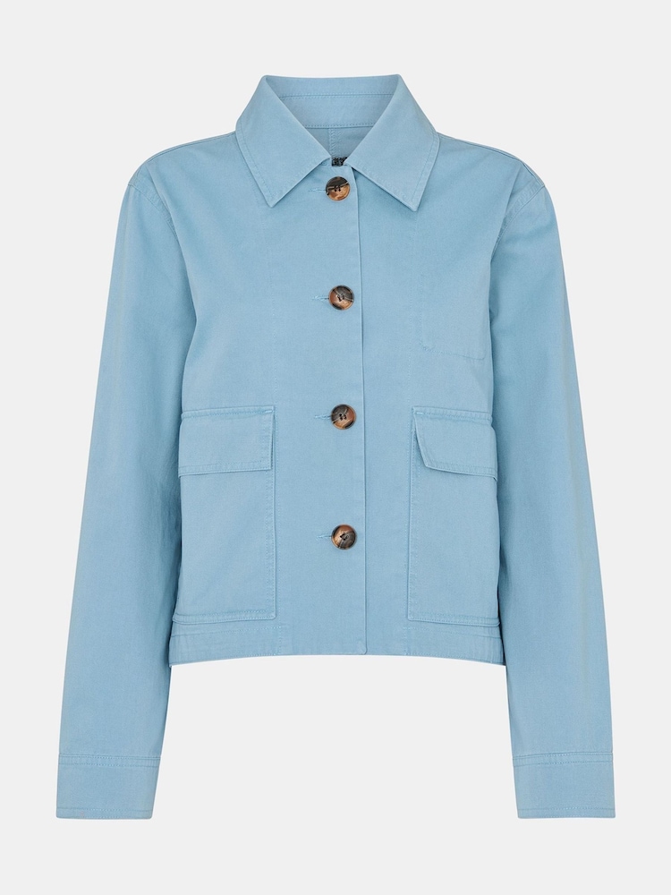 Whistles Blue Marie Casual 100% Cotton Jacket - Image 5 of 5