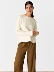 Whistles White Textured Relaxed Jersey Top - Image 1 of 5