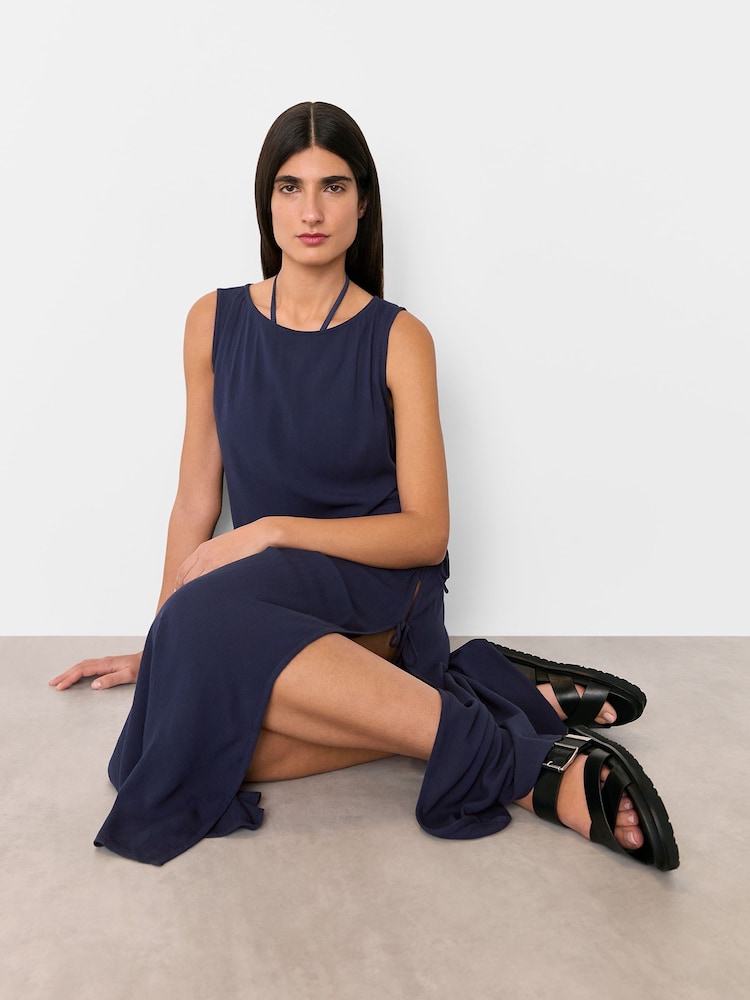 Whistles Blue Tie Side Beach Dress - Image 1 of 5