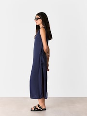 Whistles Blue Tie Side Beach Dress - Image 2 of 5