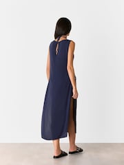 Whistles Blue Tie Side Beach Dress - Image 3 of 5