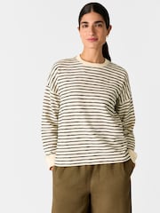 Whistles Black Textured Stripe Jersey Top - Image 1 of 5