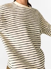 Whistles Black Textured Stripe Jersey Top - Image 4 of 5