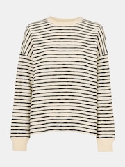 Whistles Black Textured Stripe Jersey Top - Image 5 of 5