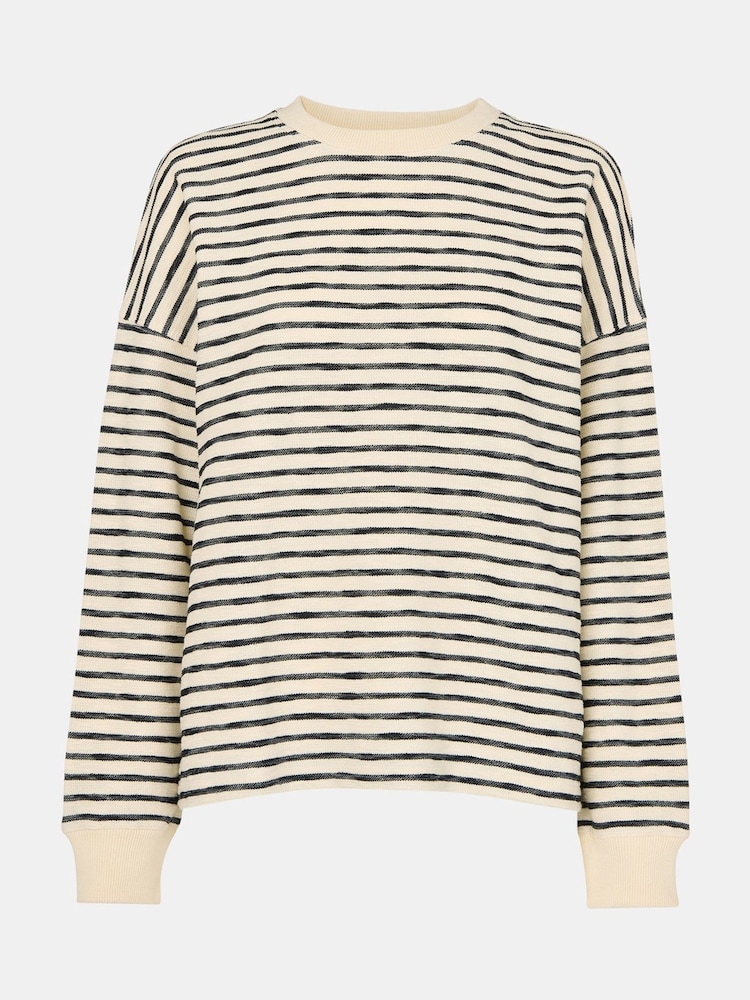 Whistles Black Textured Stripe Jersey Top - Image 5 of 5