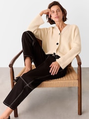 Whistles Cream chrome Petite Petite Nala 100% Cotton Cream Cardigan - Image 1 of 5