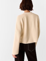 Whistles Cream chrome Petite Petite Nala 100% Cotton Cream Cardigan - Image 2 of 5