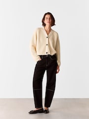 Whistles Cream chrome Petite Petite Nala 100% Cotton Cream Cardigan - Image 3 of 5