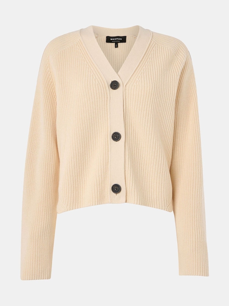 Whistles Cream chrome Petite Petite Nala 100% Cotton Cream Cardigan - Image 5 of 5