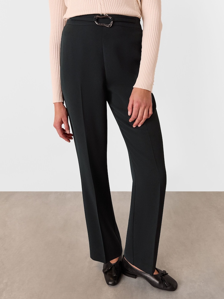 Whistles Black Corinna Belted Crepe Trousers - Image 2 of 5 Whistles Black Corinna Belted Crepe Trousers - Image 2 of 5