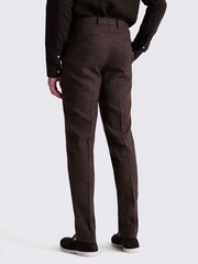 MOSS Brown Tailored Fit Matte Linen Trousers - Image 2 of 3