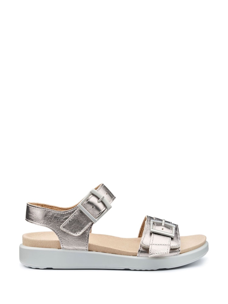 Hotter Grey Wide Fit Palma Touch-Fastening Sandals - Image 1 of 4