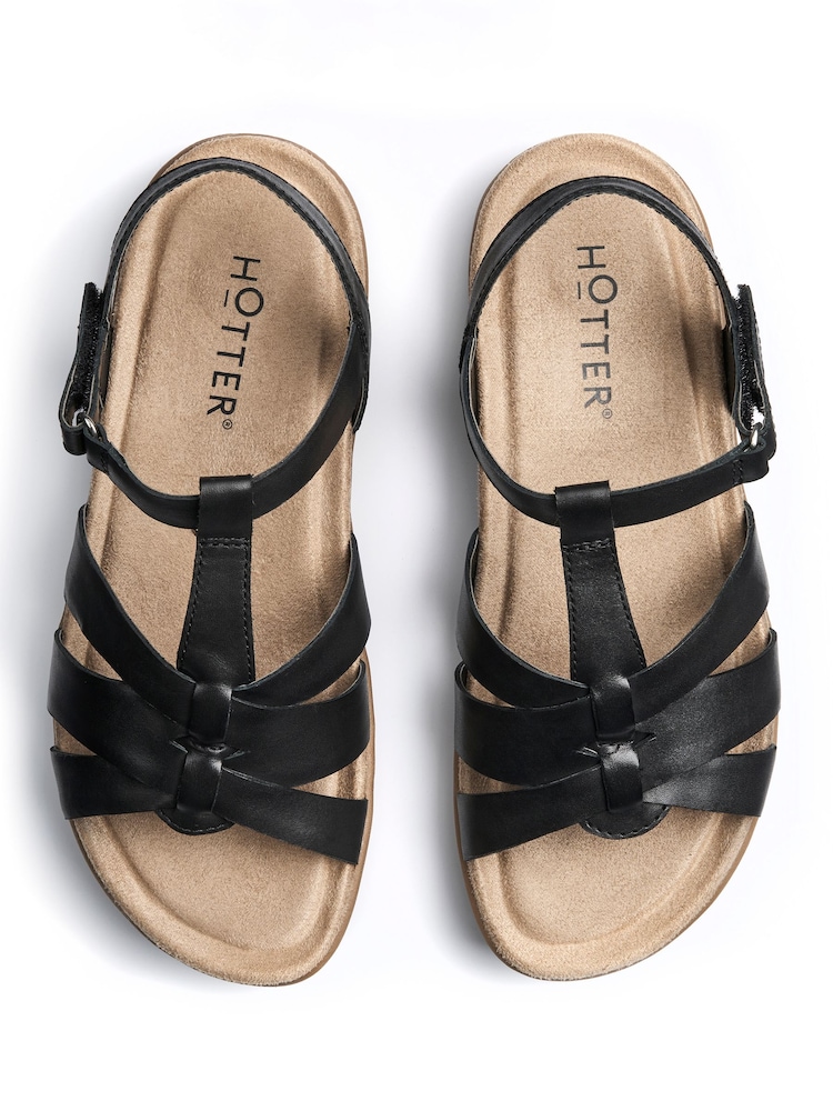 Hotter Black Regular Fit Rainer Touch Fastening Sandals - Image 4 of 4