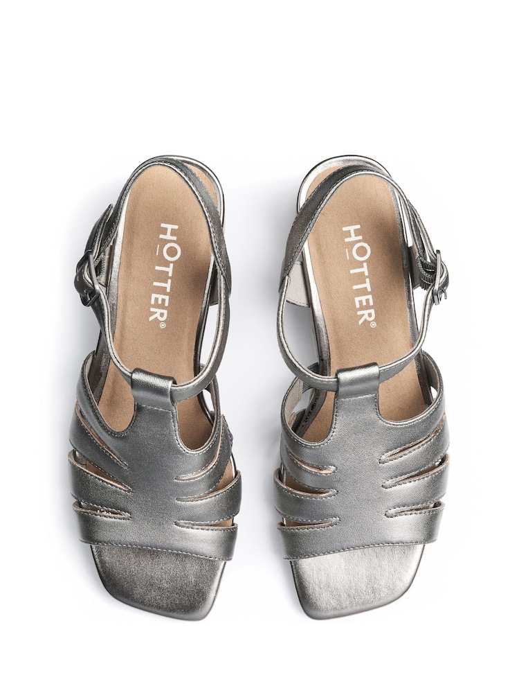 Hotter Grey Regular Fit Portofino II Buckle Sandals - Image 4 of 4