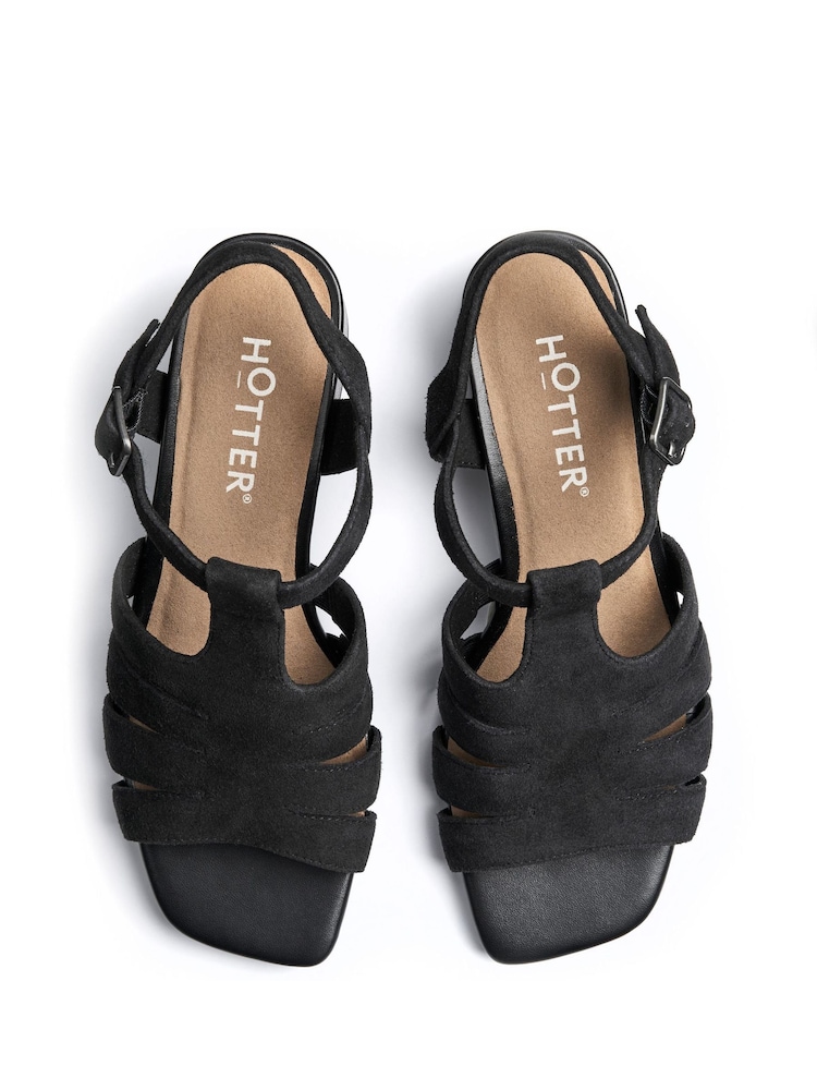 Hotter Black Regular Fit Portofino II Buckle Sandals - Image 4 of 4