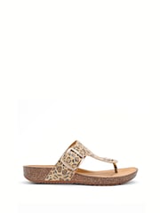 Hotter Animal Print Regular Fit Resort Slip-On/Buckle Sandals - Image 1 of 4