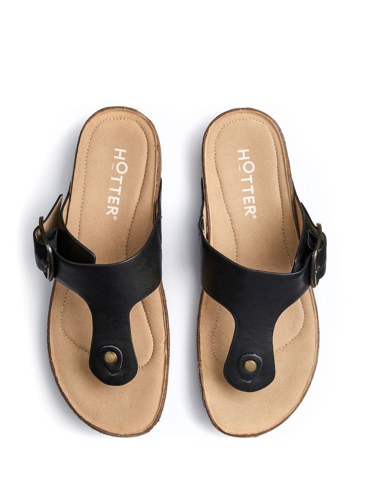 Hotter Black Regular Fit Resort Slip-On/Buckle Sandals - Image 4 of 4