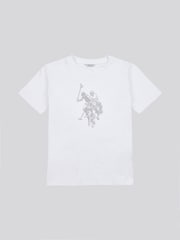 U.S. Polo Assn. White Womens Double Horsemen Print Crew Neck T-Shirt - Image 1 of 3
