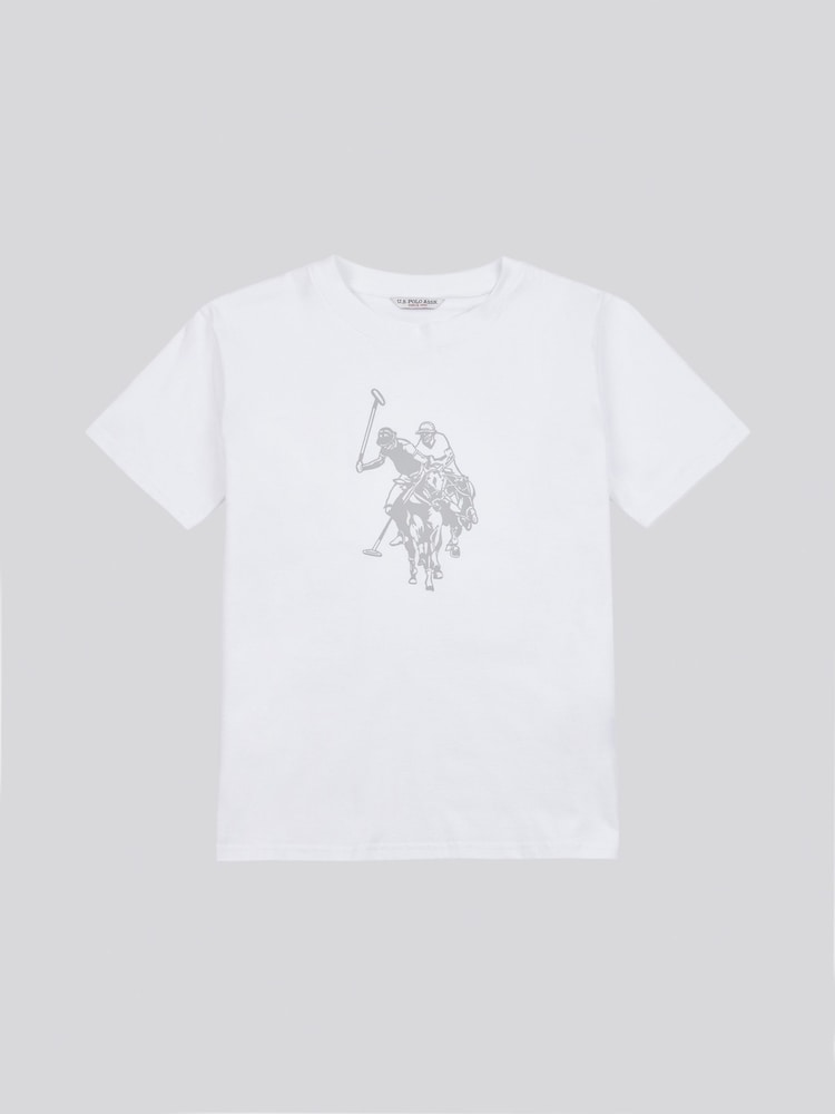 U.S. Polo Assn. White Womens Double Horsemen Print Crew Neck T-Shirt - Image 1 of 3