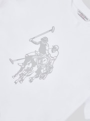 U.S. Polo Assn. White Womens Double Horsemen Print Crew Neck T-Shirt - Image 3 of 3