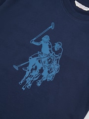 U.S. Polo Assn. Blue Womens Double Horsemen Print Crew Neck T-Shirt - Image 3 of 3