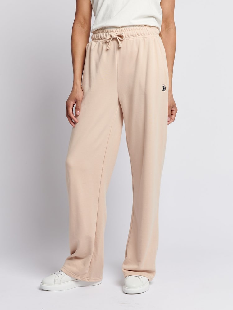 U.S. Polo Assn. Natural Womens Double Horsemen Wide Leg Joggers - Image 1 of 7