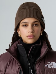 The North Face Brown Logo Box Cuffed Beanie - Image 1 of 1