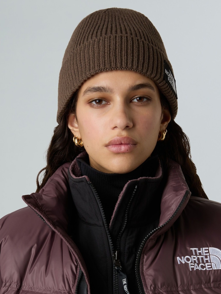 The North Face Brown Logo Box Cuffed Beanie - Image 1 of 1