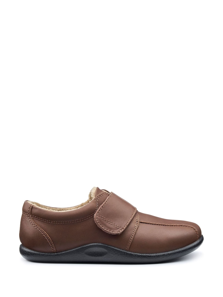 Hotter Brown Regular Fit Unwind Touch-Fastening Slippers - Image 1 of 4