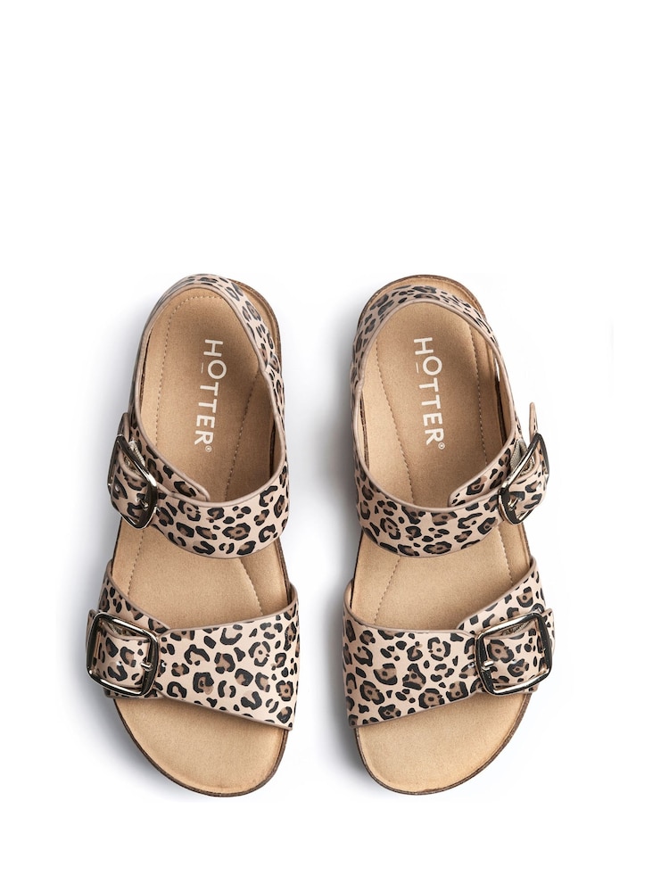 Hotter Animal Print Wide Fit Tourist II Buckle Sandals - Image 4 of 4