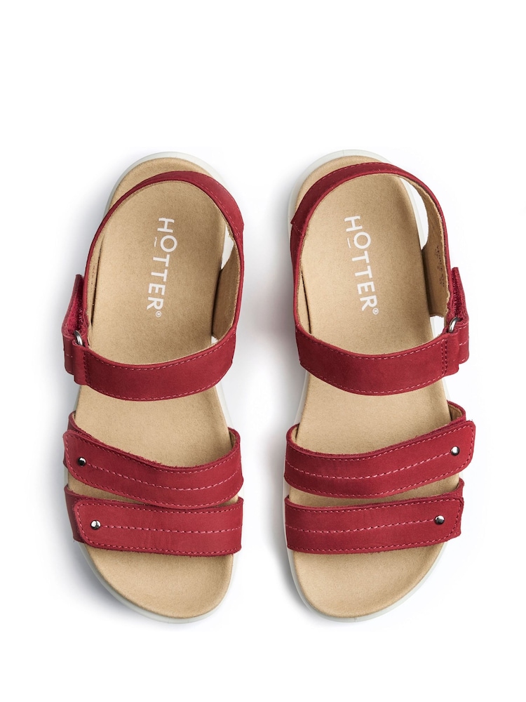 Hotter Red Regular Fit Venice Touch Fastening Sandals - Image 4 of 4