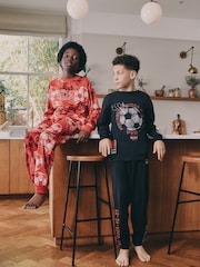Red/Black Football Long Sleeve Pyjamas 2 Pack (3-16yrs) - Image 1 of 11