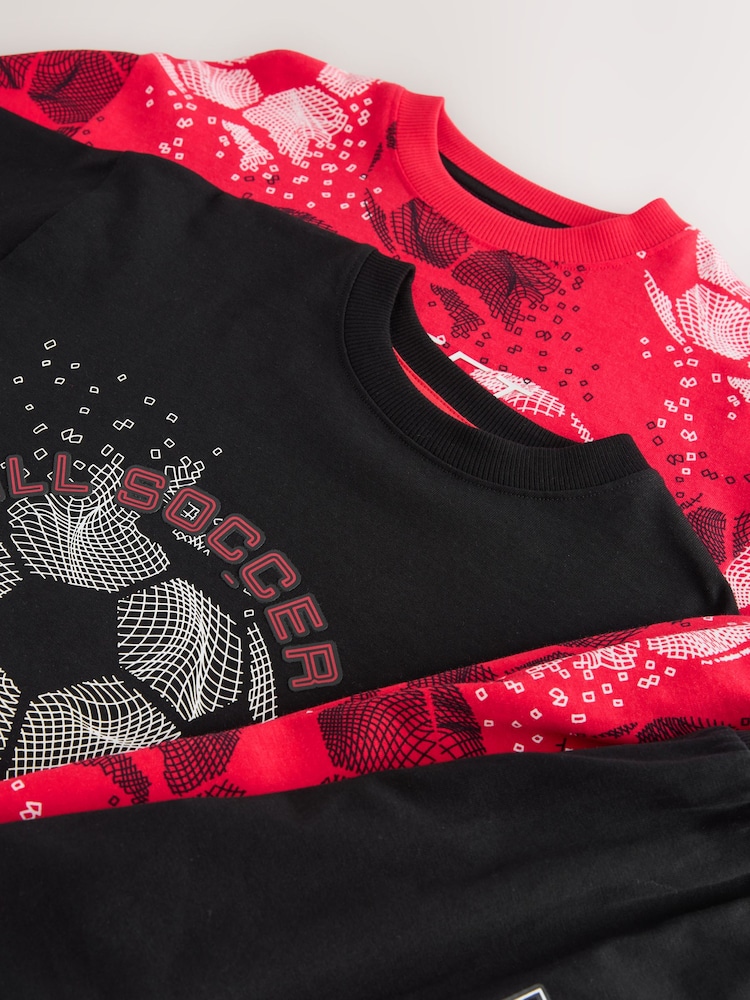 Red/Black Football Long Sleeve Pyjamas 2 Pack (3-16yrs) - Image 11 of 11 Red/Black Football Long Sleeve Pyjamas 2 Pack (3-16yrs) - Image 11 of 11