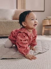 Red/Pink Heart Bloomer Baby Rompers with Tights 2 Piece Set (0mths-3yrs) - Image 2 of 3