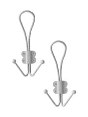 Laura Ashley Set of 2 Soft Silver Grey Metal Double Hooks - Image 2 of 3