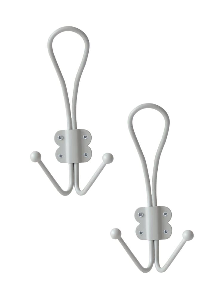 Laura Ashley Set of 2 Soft Silver Grey Metal Double Hooks - Image 2 of 3 Laura Ashley Set of 2 Soft Silver Grey Metal Double Hooks - Image 2 of 3