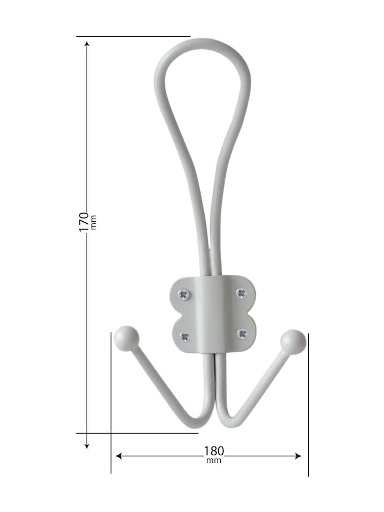 Laura Ashley Set of 2 Soft Silver Grey Metal Double Hooks - Image 3 of 3