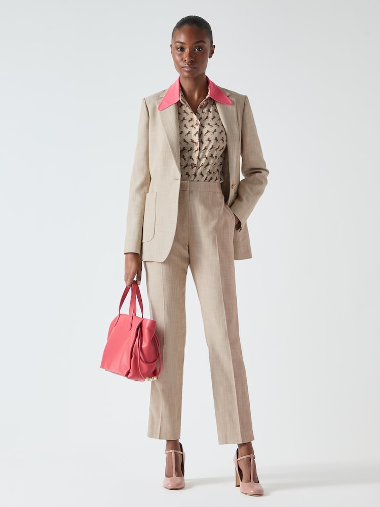 LK Bennett Grey Amelia Belted Single Breasted Jacket - Image 1 of 6