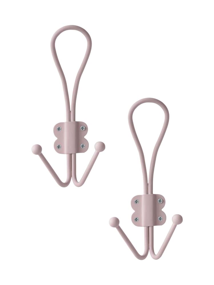 Laura Ashley Set of 2 Dusky Rose Pink Metal Double Hooks - Image 2 of 3