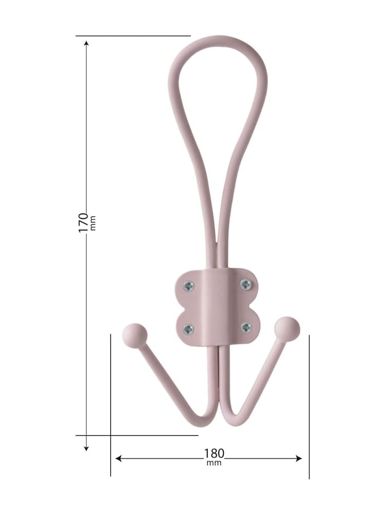 Laura Ashley Set of 2 Dusky Rose Pink Metal Double Hooks - Image 3 of 3 Laura Ashley Set of 2 Dusky Rose Pink Metal Double Hooks - Image 3 of 3
