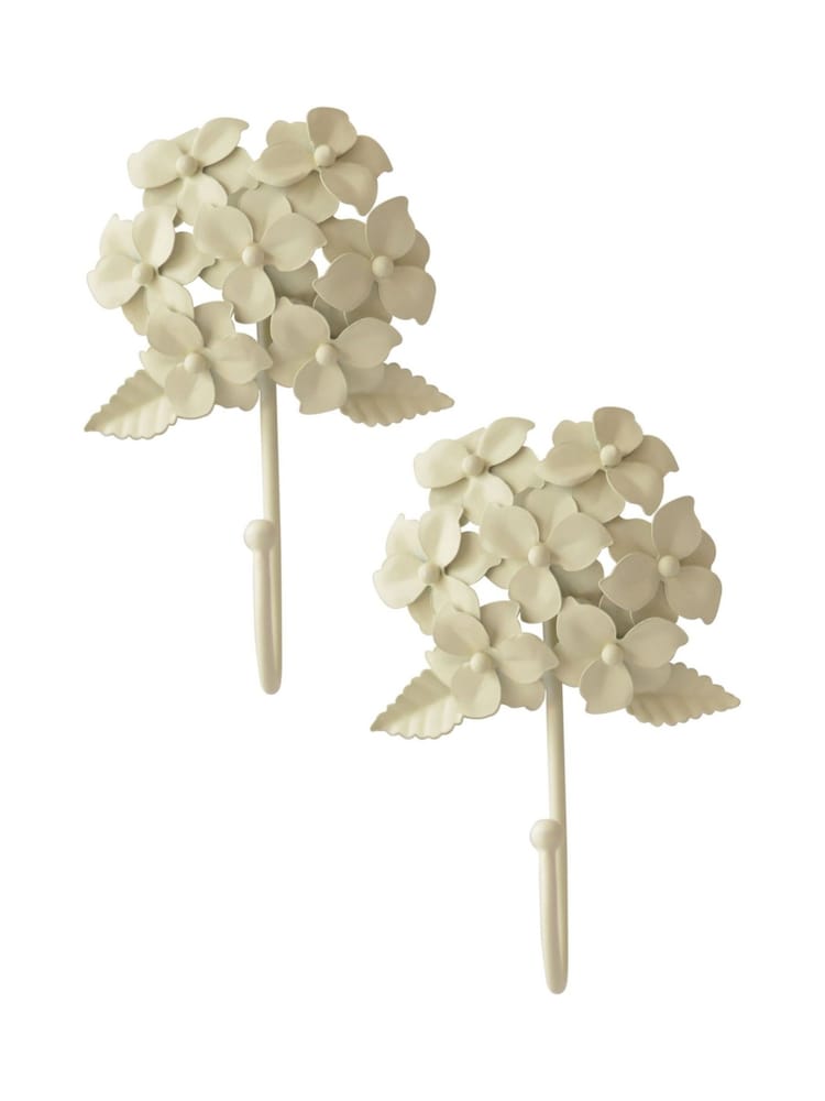 Laura Ashley Cream Hydrangea Hooks Set of 2 - Image 2 of 3
