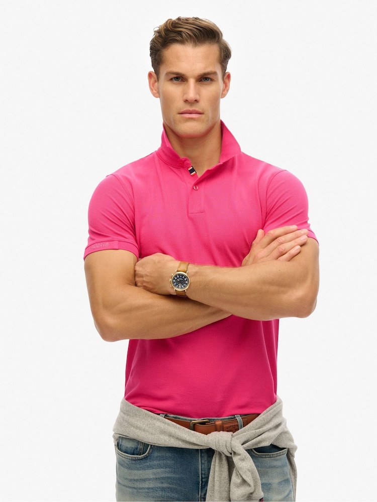 Superdry Pink City Pique Polo Shirt - Image 1 of 5