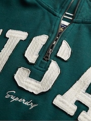 Superdry Green Athletic Essentials Applique Half Zip 100% Cotton Sweatshirt - Image 5 of 5